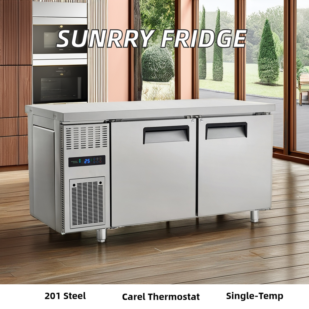 Commercial Counter Air-Cooled Worktable Refrigerator with Compressor for Kitchen Restaurant Display Refrigeration Equipment
