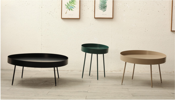 Wear Resistant 40cm Diameter Metal Coffee Table , Irregular Round Tea Table