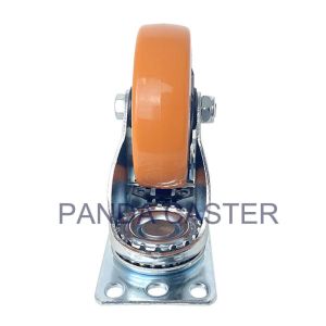Orange 4 Inch Polyurethane Wheels , Medium Duty Swivel Casters