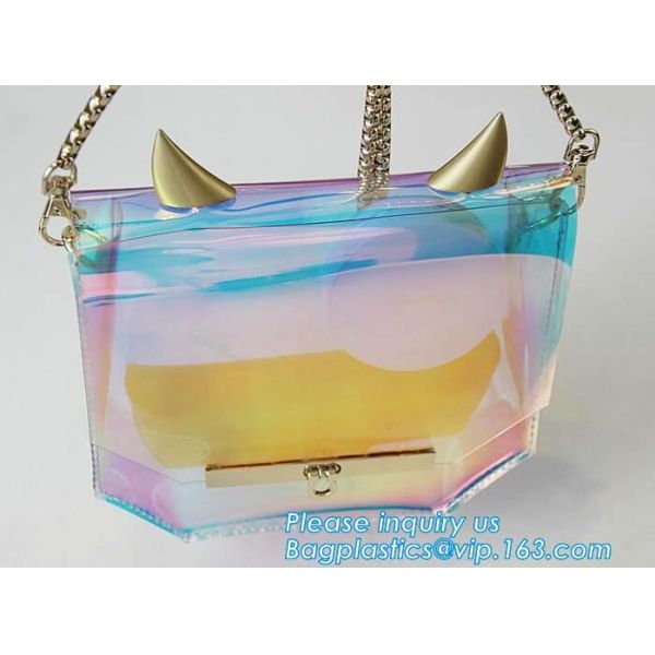 laser PVC new material printing shoulder tote bag, Girls Shoulder Tote Beach Bag