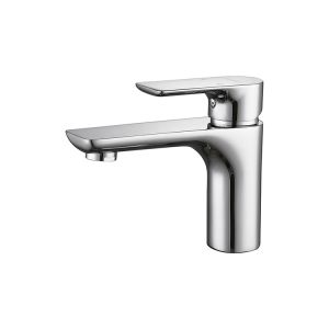 Brass Modern Single Hole Single Handle Basin Mixer in Chrome