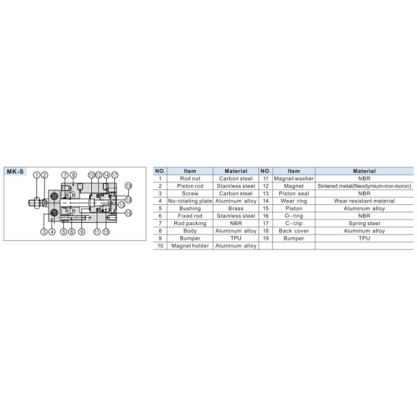 16mm Bore Multi Mount Pneumatic Cylinder AIRTAC MK16-50