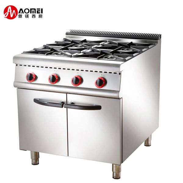 Commercial Kitchen Gas Range with 4/6 Burners and Cabinet in LPG2800-3700Pa