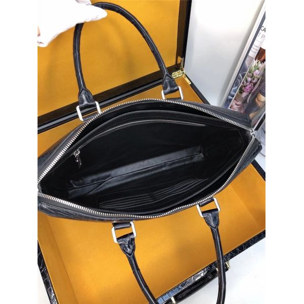 Authentic Crocodile Belly Skin Businessmen Large Laptop Briefcase Genuine Exotic Alligator Leather Male Working Handbag