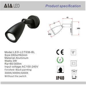 Interior top quality modern design 3W bedroom led wall lighting foldable wall