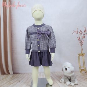 New Style Kids Children Winter Clothing Set Knitting Cardigan Skirt Baby Girl