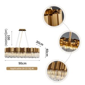 Luxury Led Crystal Chandeliers Dining Room Creative Rectangle foyer chandelier