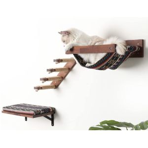 Wooden Hammock Cat Bridge Wall Shelves