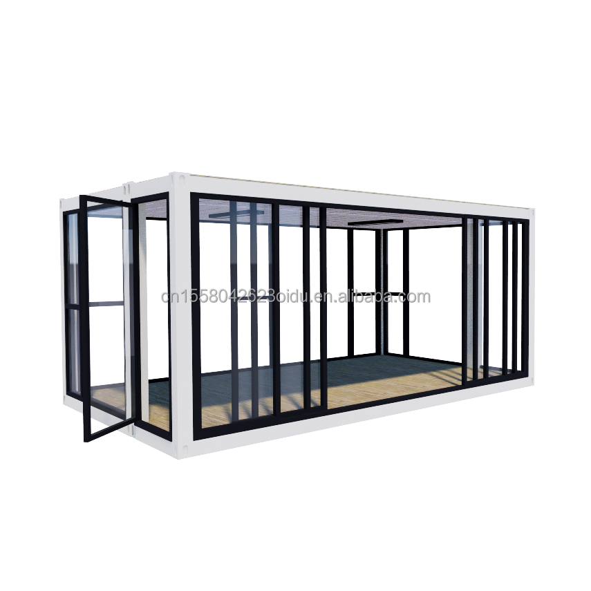 Customized Color 20ft Container Car Exhibition Hall Prefabricated House Folding Aluminum Alloy Tempered Glass Mobile Shop