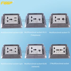 110V 250V Gold Polished Brass Alloy Pop Up Floor Outlet