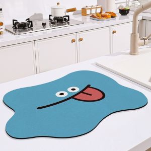 Rubber Kitchen Counter Draining Mat with Multi-Function Pattern and Yellow Color