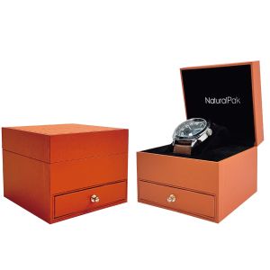 China Luxury Wrist Watch Packaging Boxes With Drawer / Gold Button on sale