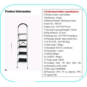 EN131 Anti Slip 1mm Steel Step Ladder