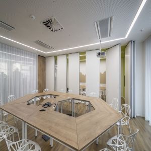 Acoustic Sliding Folding Partition Walls On Wheels / Meeting Room Partition