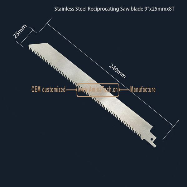 Stainless Steel Reciprocating Saw blade 9"x25mmx8T,Cutting Wood,Frozen Meat,Bones
