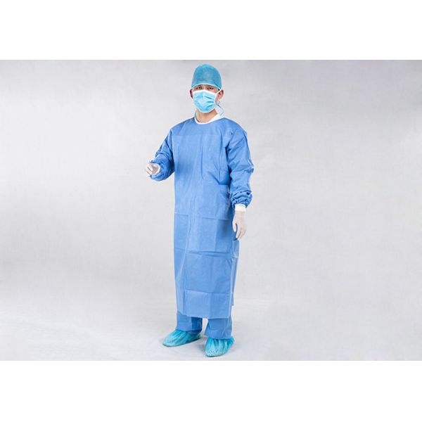 Buy Reinforced Blue SMS Disposable Surgical Gown at wholesale prices