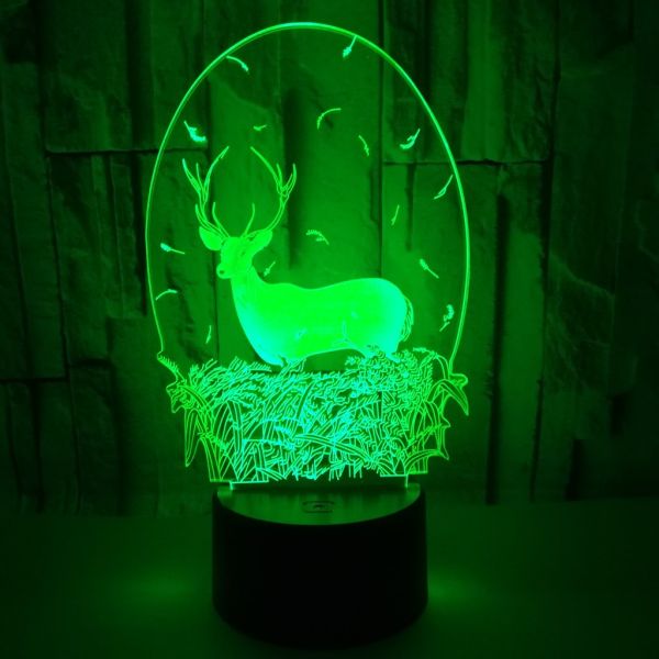 Foreign trade hot sale deer moon 3D night lights LED visual decoration atmosphere gift table lamp