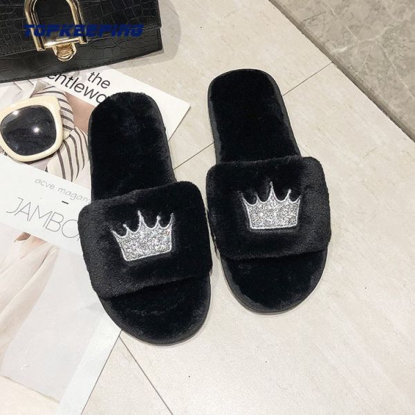 Buy Custom Warm PVC Outsole Furry Ladies Slippers at wholesale prices