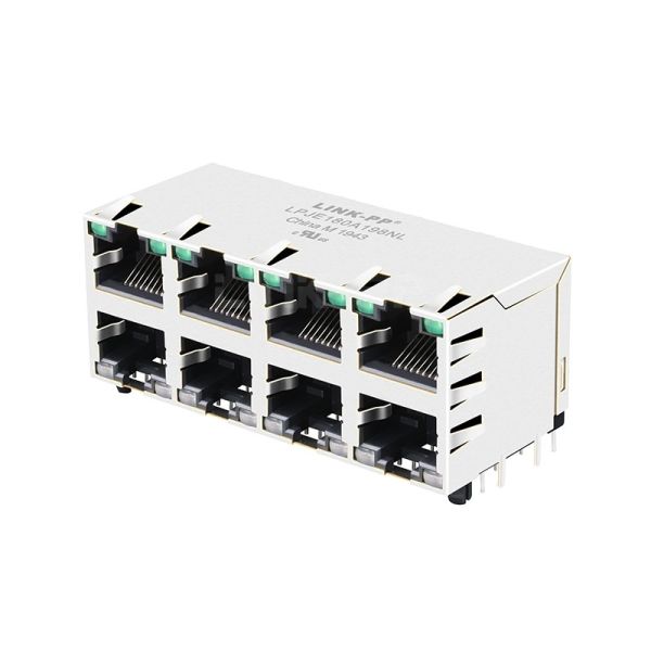 LPJE108A198NL 2X4 Port Side Entry PCB RJ45 Jacks With Shield Without Integrated
