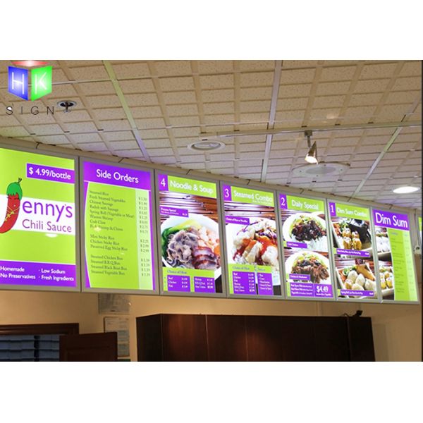 Extrusion Metal Snap Frame LED Light Box Edge Lit Acrylic Sheet For Menu