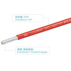 CCC FEP wires 300v 200C 1*4.1mm FT2 black heating home appliance lighting