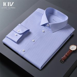 LCBZ Custom Embroidered Men's Shirts No Iron White Cotton Long Sleeve Business