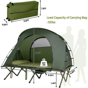 Camping Tent Cot, Folding Tent Combo Air Mattress & Sleeping Bag, Off-Ground