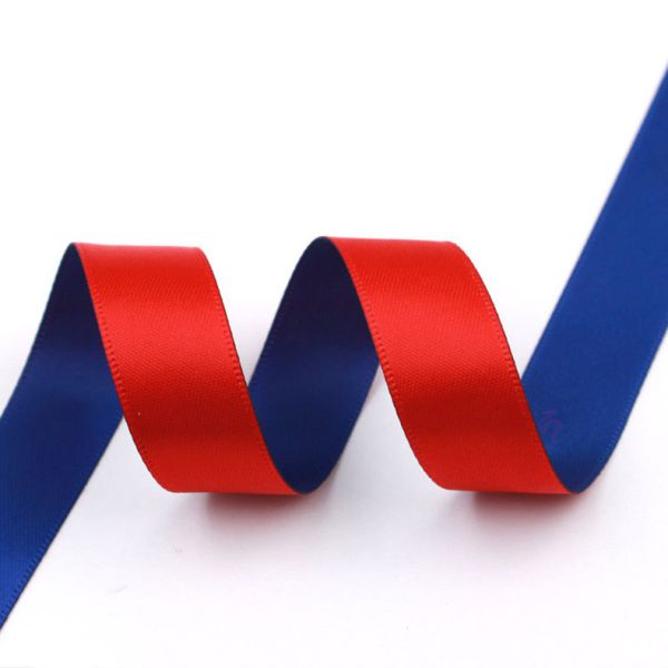 Double Colors Polyester Ribbon Roll Rose Blue 25mm Satin Poly Ribbon