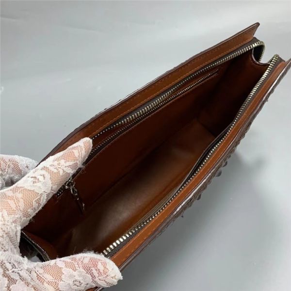 Knitted Designer Genuine Alligator Skin Men Woven Clutch Purse Authentic Crocodile Leather Male Large Wristlets Bag