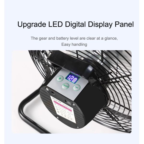 Adjustable Brushless Solar Floor Fan with Multi-function Button and 15W Working Power