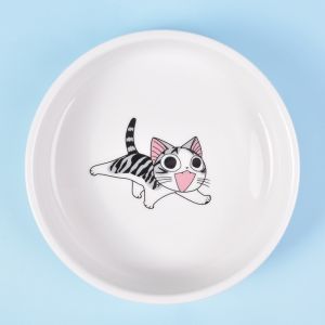 Ceramic Double Pet Feeder Bowls Prevent Knock Protect Cervical Vertebra