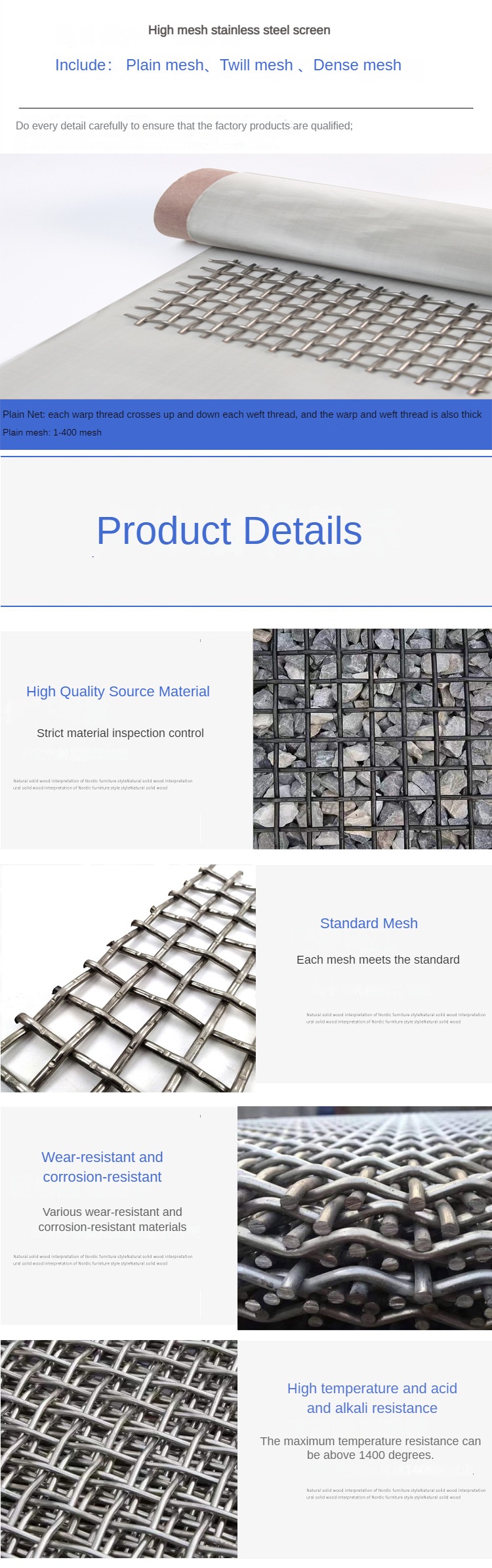 Customizable Size High-Strength Structure Corrosion Resistant Crimped Wire Mesh for Screening and Fencing