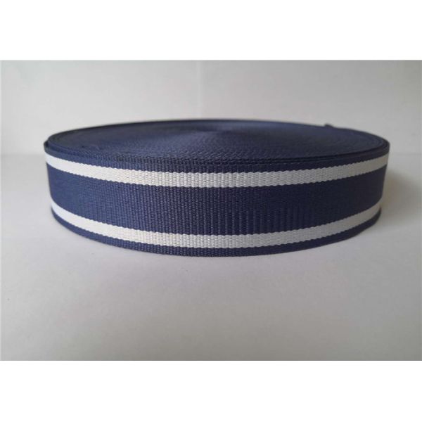 3.5cm Polyester Webbing Belt Blue And White Stripe Color Various Textile