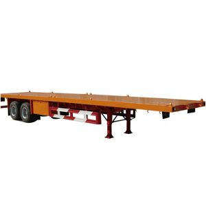 Orange 12R22.5 40 Foot Flat Deck Trailer KEMI Two Axle Flatbed