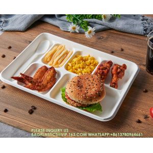 Compostable 6 Compartment Plates, 90 Pack Compartment Paper Plate, 12.5 * 8.6