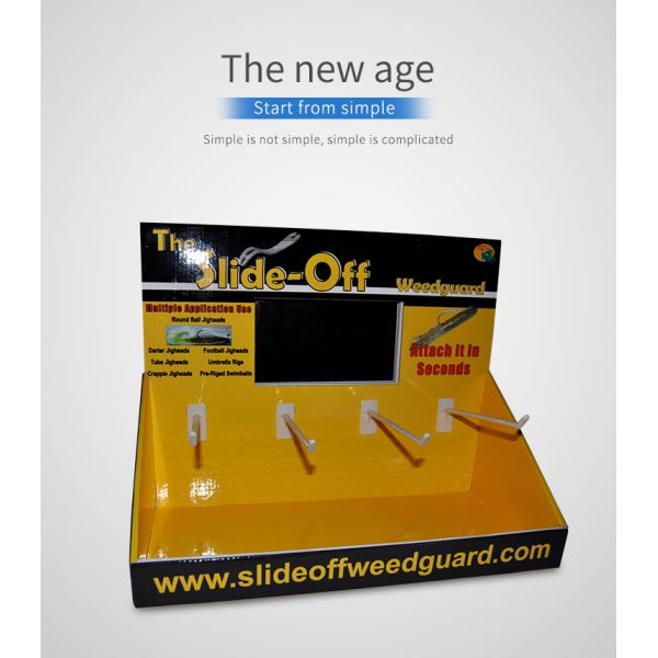 Orange Cardboard Countertop Hook Display Oil Lamination Surface Treatment