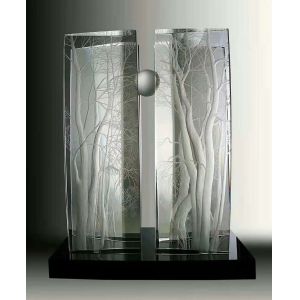 ISO9001 Inner Carved Artwork Etched Ornamental Crystals