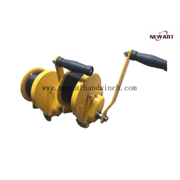 Small Trailer Boat Manual Hand Winch 1200 Lb Automatic Brake Yellow Plated Manual Winch Pulling