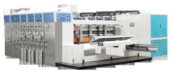 Buy Lead Edge Feeder 4 Color Flexo Printer Rotary Die Cutter Vibrator And Counter Stacker Machine at wholesale prices