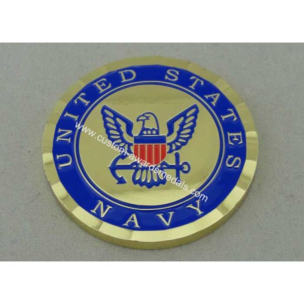 U.S Navy Personalized Coin by Brass Die Struck And 1 3/4 Inch , Transparent Box Packed