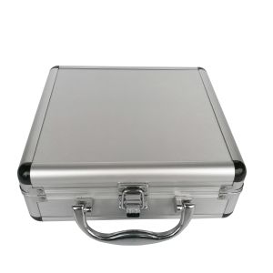 Small SilverAluminium Cosmetic Case With Inside Mirror And Chrome Closure Clasp