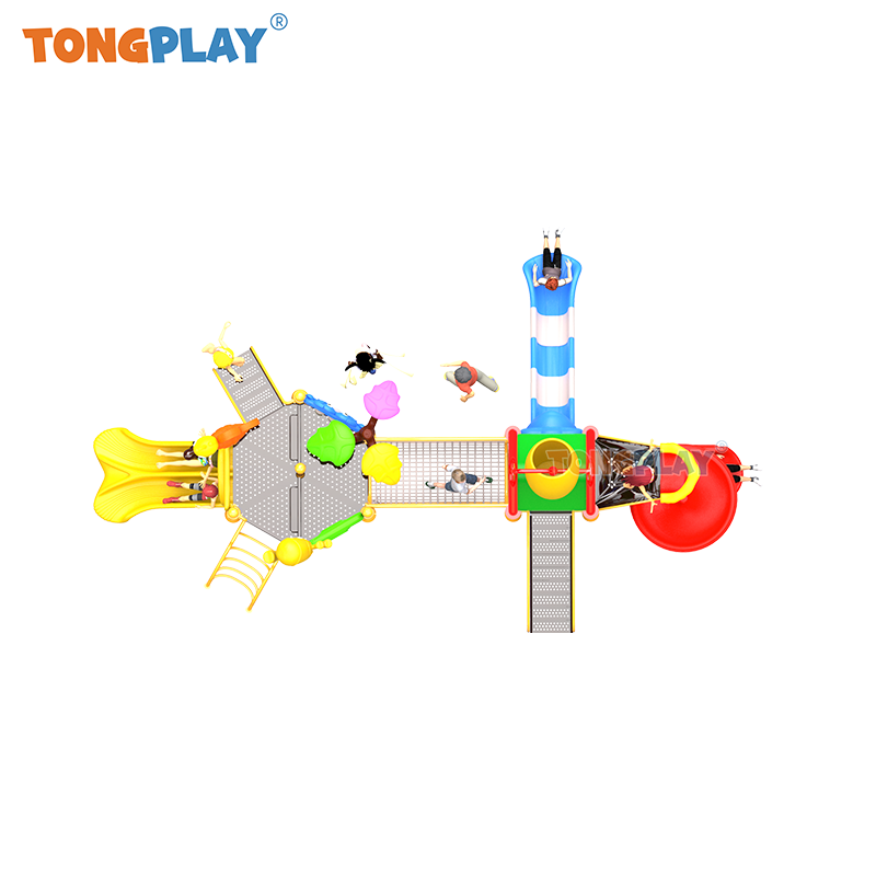 Outdoor Children Water Play Toys Playground Plastic Slide Aquatic Splash Pad Amusement Equipment Water Park
