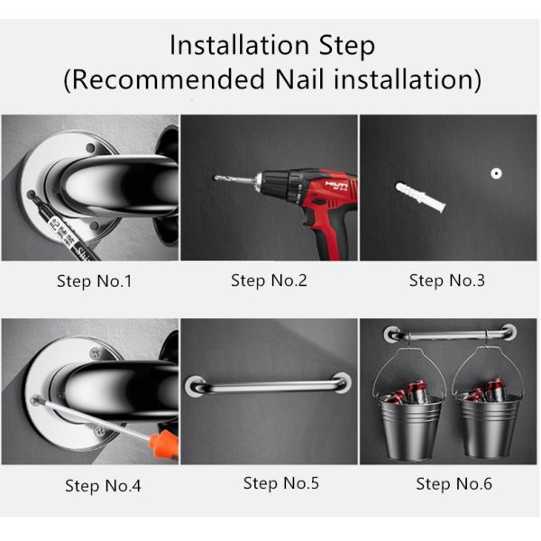 25X300mm Chrome Surface Finishing Bathroom Toilet Support Grab Bar for Elderly Safety