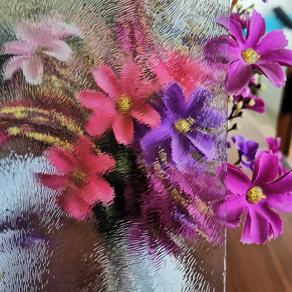 Chinchilla 4MM Clear Textured Tempered Glass Panels Drilling Aqualite Kasumi Nashiji