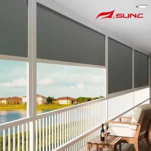 Facade Sunshade Waterproof Zip Track Blinds Wind Protection