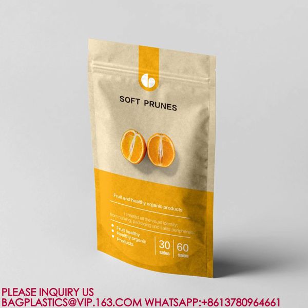 Kraft Paper Stand-Up Pouch Nuts Tea Dried Fruit Sealed Packing Bag Packaging Zipper Bag
