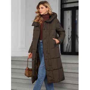 China Long Length Woman Winter Coat With Self-heating Lining And Undetachable Hat Type on sale