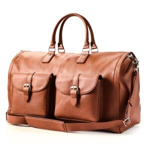 China Modern Garment Weekender Bag , Brown Leather Suit Protector Bag on sale