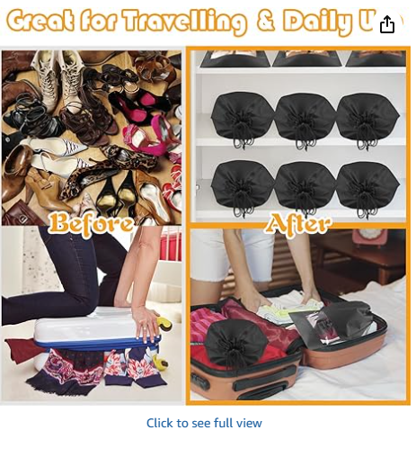 Large Travel Shoe Bags - 5 Pcs with Clear Window, Non-Woven Drawstring, 12.6" X