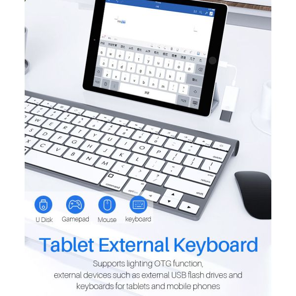 White OEM USB OTG Cable Adapter ROHS USB To Lightning OTG Cable